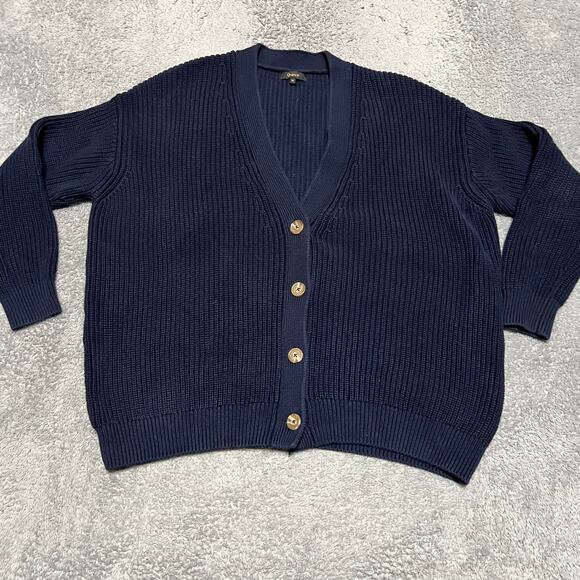 Quince Sweaters - Quince Sweater Womens Medium Blue Organic Fisherman Boxy Heavy Knit Cardigan